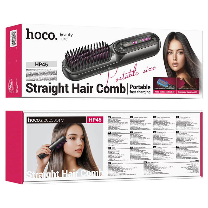 Brosse Lissante Chauffante Sans Fil HOCO HP45 36W - Noir - Photo 6