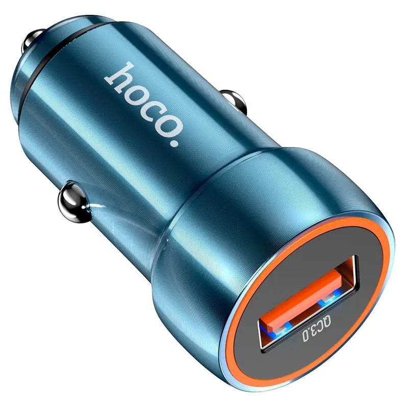 Chargeur de Voiture HOCO Z46 Blue shield QC3.0 avec Câble