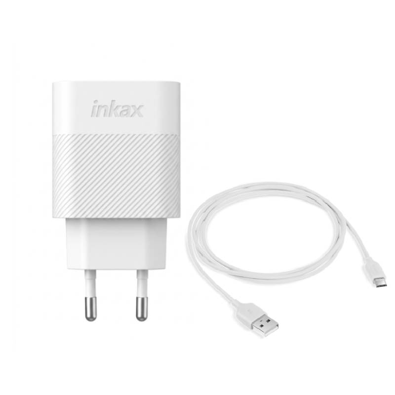 Chargeur INKAX 12W USB-A avec câble Micro-USB - Blanc - Photo 2