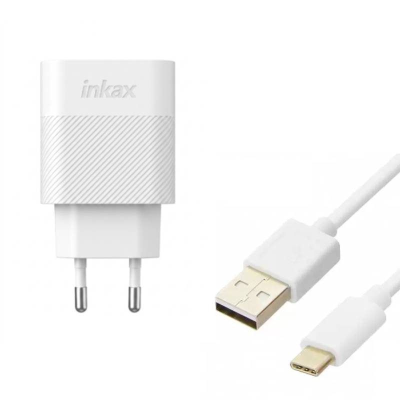 Chargeur secteur INKAX 12W 5V 2.4A avec câble USB-C - Blanc - Photo 2