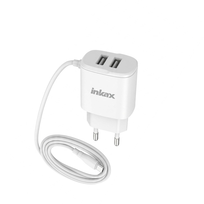 Chargeur Smartphone INKAX AVEC 2 Ports USB et Cable TYPE-C - Blanc - Photo 3
