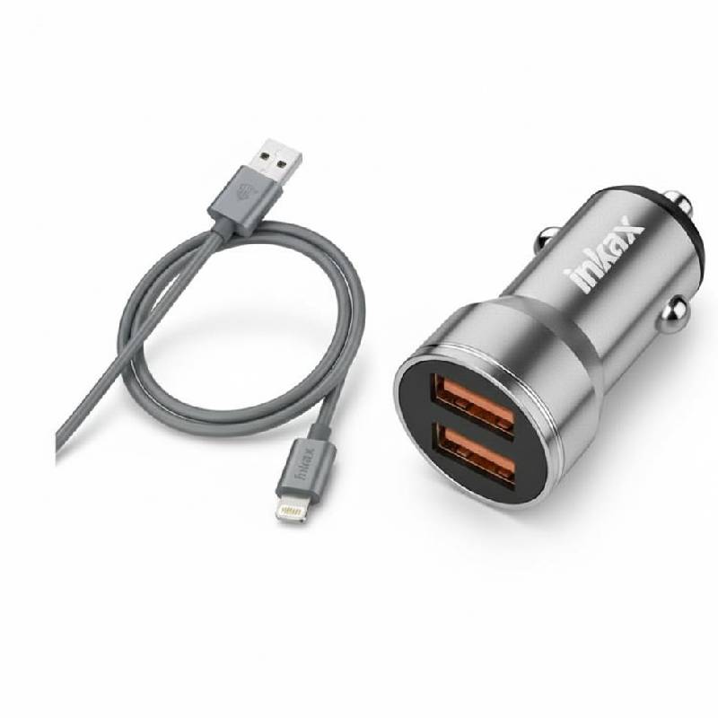 Chargeur Voiture INKAX CA02B Avec Câble Lightning - Silver - Photo 4