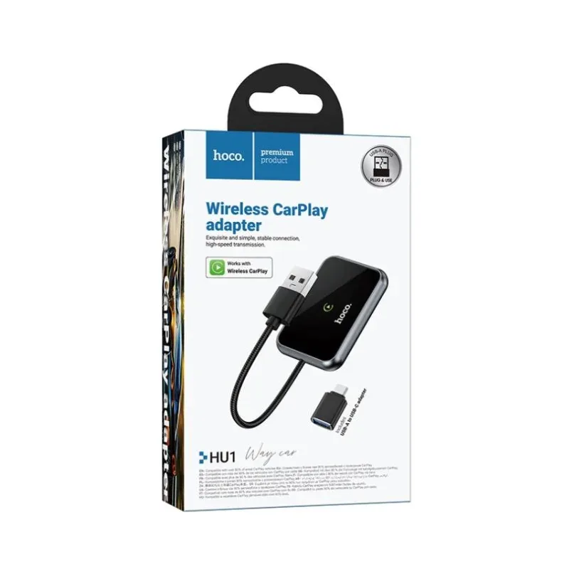 Adaptateur Sans Fil HOCO HU1 pour Voiture CarPlay Gris - Photo 4