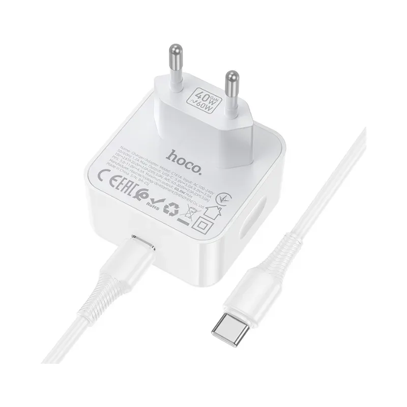Chargeur Rapide HOCO C161A Kit PD40W Type-C Blanc - Photo 2