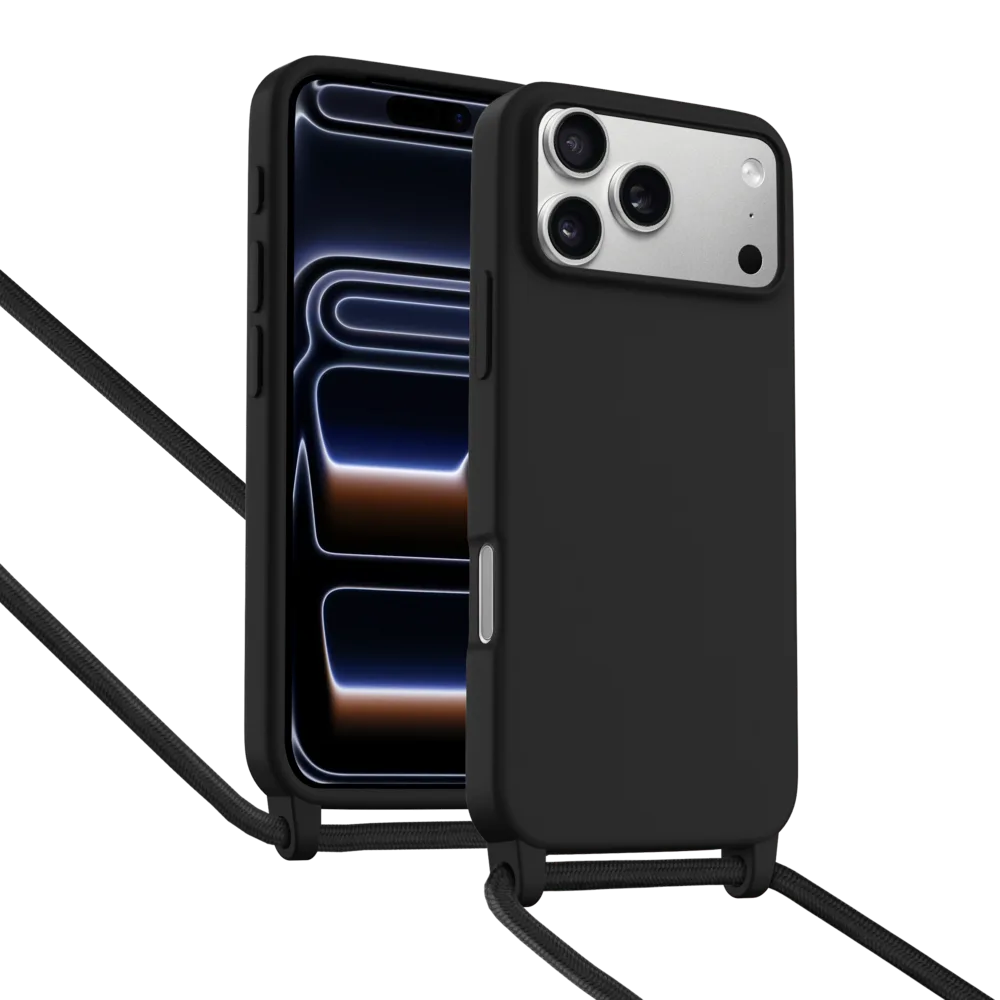 Coque Silicone ShieldCase iPhone 17 Pro Max avec Cordon - Noir