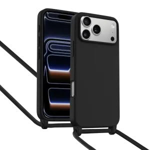 Coque Silicone ShieldCase iPhone 17 Pro Max avec Cordon - Noir