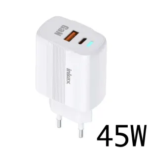Chargeur Rapide INKAX C12 45W Type-C et USB-A Blanc