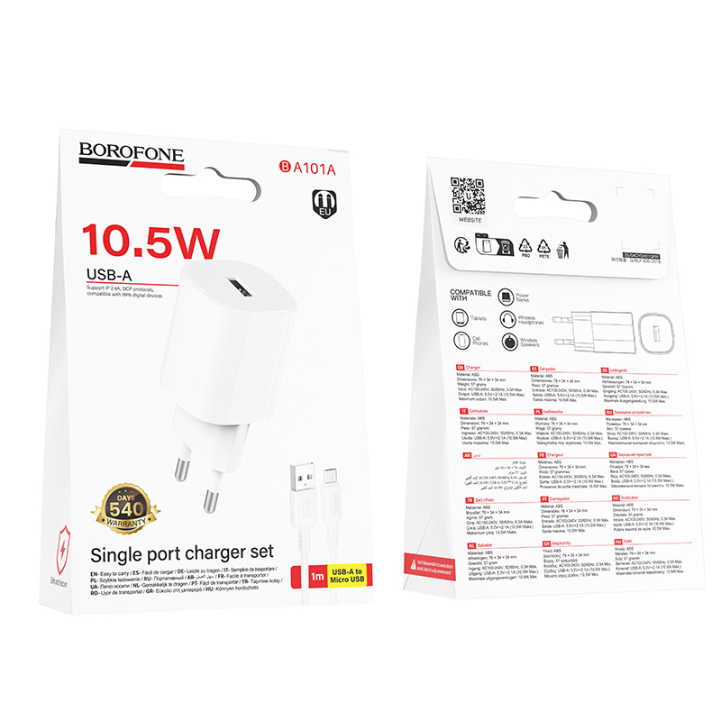 Chargeur Secteur BOROFONE BA101A Pack Câble Micro - Photo 5