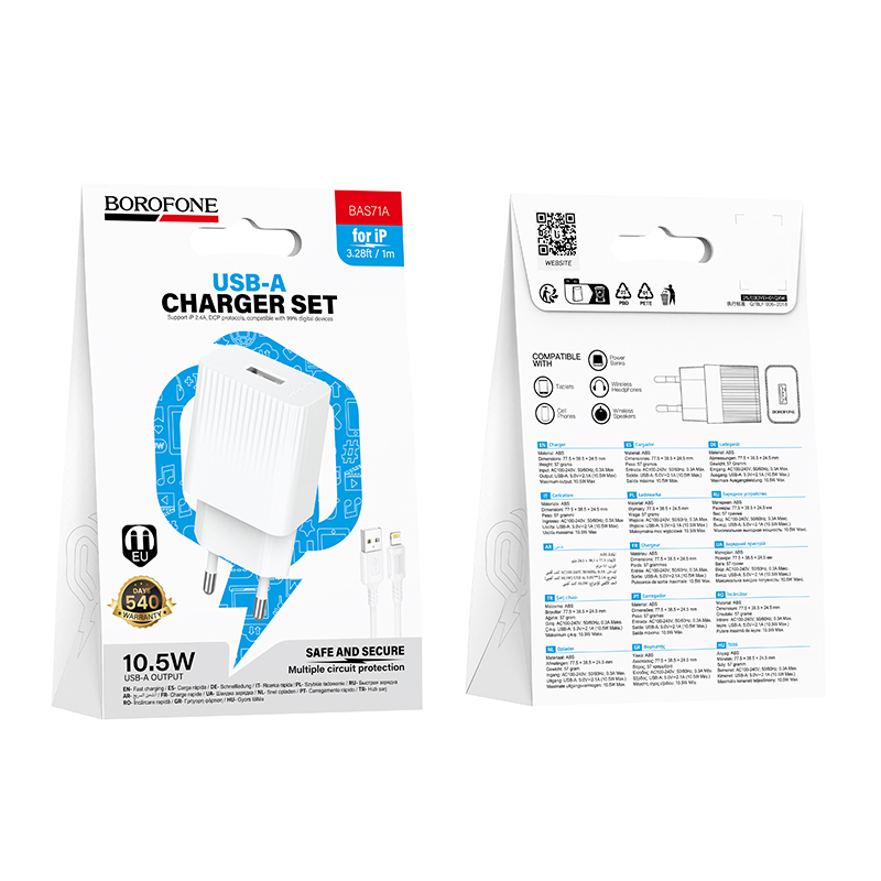 Chargeur Secteur BOROFONE BAS71A Pack Câble Lightning - Photo 5