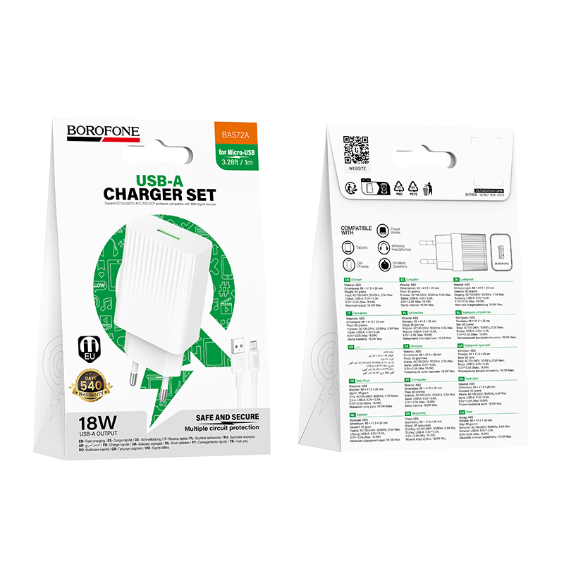 Chargeur Secteur BOROFONE BAS72A Pack Câble Micro QC3.0 - Photo 4