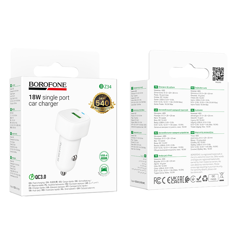 Chargeur Secteur BOROFONE BZ34 Voiture Rapide QC3.0 - Photo 4