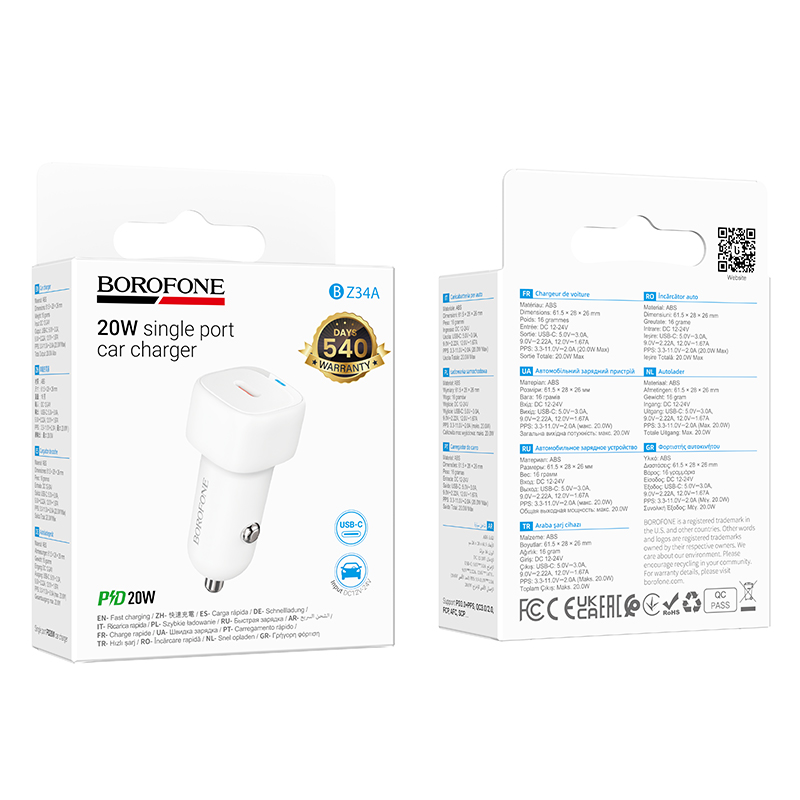 Chargeur Secteur BOROFONE BZ34A Voiture Rapide PD20W - Photo 4