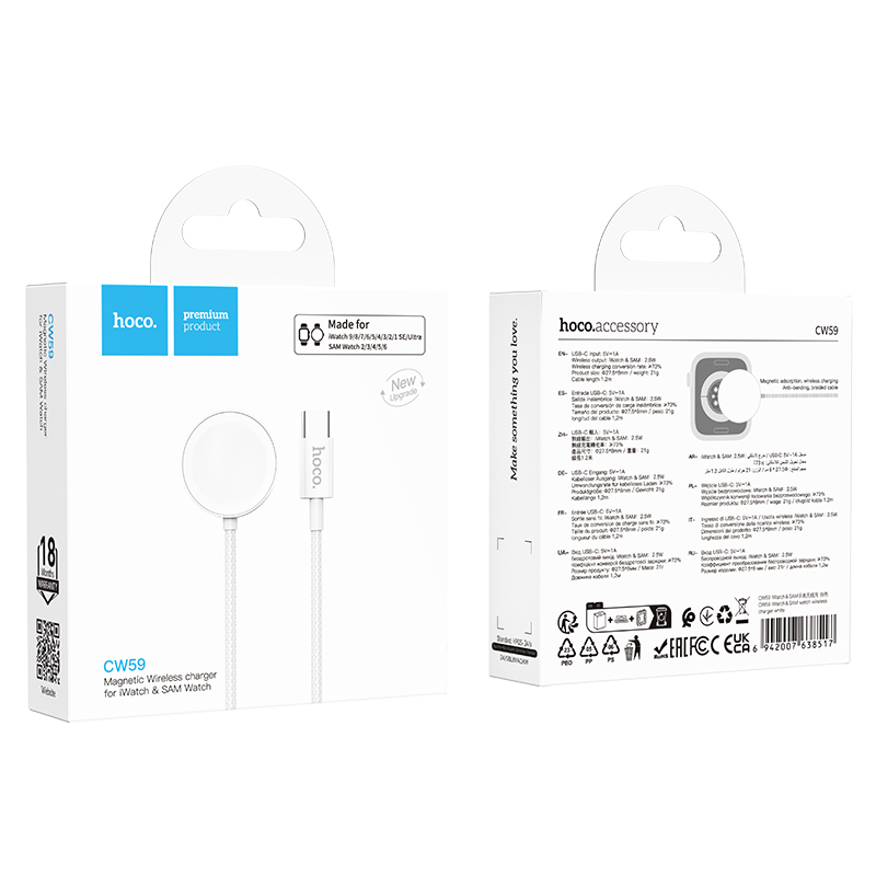 Chargeur Sans Fil HOCO CW59 Magnétique Apple Watch & Samsung - Photo 7